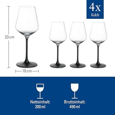 Villeroy & Boch Manufacture Rock Red Goblet, Set of 4, Crystal Wine Glasses in Exciting Black, Dishwasher Safe - Image 3