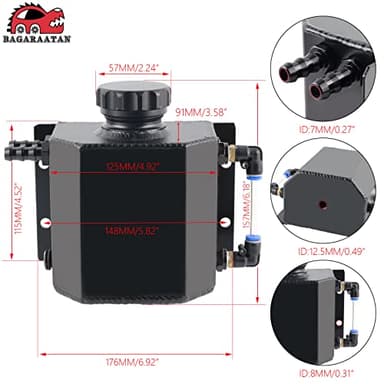 BAGARAATAN Universal 1L Coolant Radiator Tank,Coolant Overflow Tank radiator Overflow Tank,Expansion Tank Recovery Water Tank Reservoir (Black) - Image 2