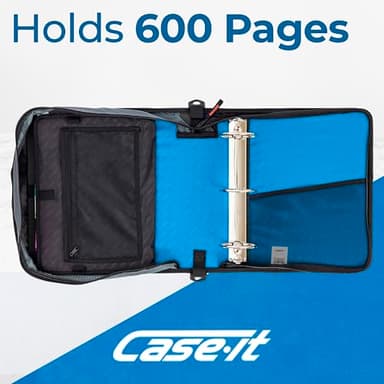 Case-it Mighty Zip Tab Zipper Binder, 3" O-Ring with 5-Color tabbes, Expanding File Folder and Shoulder Strap and Handle, D-146-Denim Blue - Image 4