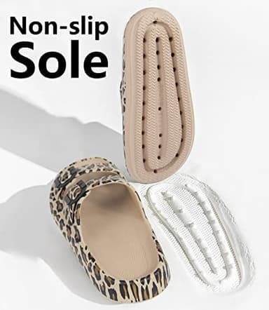 Weweya Athletic Outdoor Slides Sandals for Women and Men Slip On Wide Width Eva Rubber Flat Foam Cozy Slides Thick Sole Comfort Walking Sandals Leopard Men Size 8.5 9 9.5 Women Size 9.5 10 10.5 - Image 5