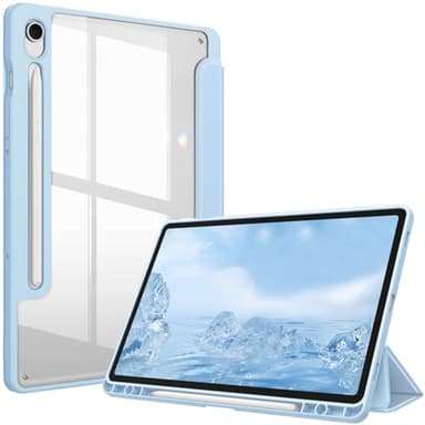 Fintie Hybrid Slim Case for Samsung Galaxy Tab S10 Lite/ S10 FE/ S9 FE 10.9 Inch/Tab S9 11 Inch with S Pen Holder, Shockproof Cover with Clear Transparent Back Shell, Auto Wake/Sleep, Blue - Image 1