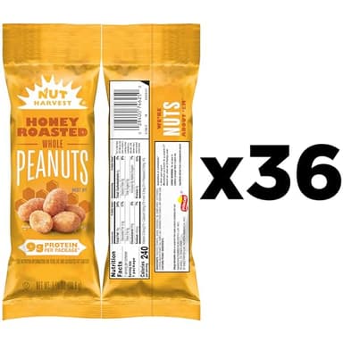 Nut Harvest, Honey Roasted Peanuts,1.375 oz Bag, (36 Pack) - Image 2
