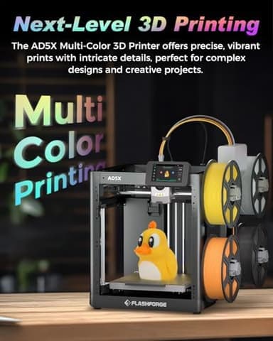 FLASHFORGE AD5X Multi-Color 3D Printer, CoreXY 600mm/s High-Speed, 1-Click Auto Leveling, 300°C Direct Drive Extruder, 220x220x220mm Build Volume, Ideal for Precision and Efficiency - Image 3