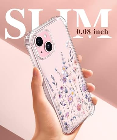 GVIEWIN for iPhone 15 Case, [3 in 1] with Screen Protector & Camera Lens Protector, Clear Soft Shockproof Slim Fit Floral Phone Cover for Women Girls 2023 6.1" (Floratopia/Colorful) - Image 6