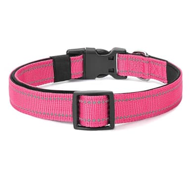 PenSeepet Reflective Dog Collar Padded with Soft Neoprene Breathable Quick Release Basic Dog Collars for Medium Dogs Hot Pink Girl - Image 6