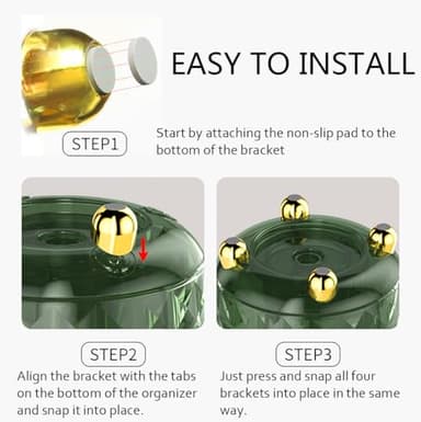 GOTOBA Dark Green Pen Pencil Holder for Desk, 360° Rotating Pen Organizer, Green Office Supplies, Cute Pen Holder, 6-Compartment Pencil Holder Rotating - Image 6