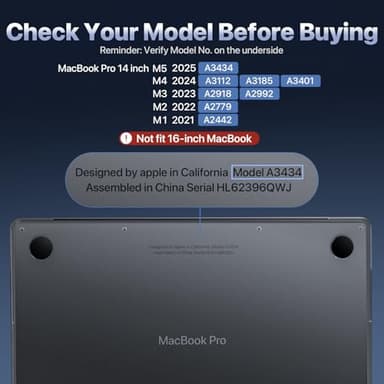 Soonjet for MacBook Pro 14 inch Case | M5 M4 M3 M2 M1 Pro/Max 2025-2021 | 100% Match Official Color | Protective Hard Shell Laptop Cover | Space Gray Clear - Image 3
