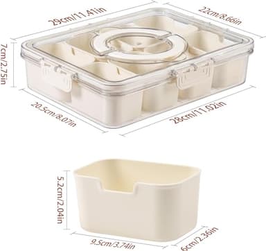 KocelFir Snack Box Container, Divided Serving Tray with Lid and Handle Snackle Box Container, Snack Organizer for Adults Fruit, Veggie, Perfect for Party, Entertaining - Image 3