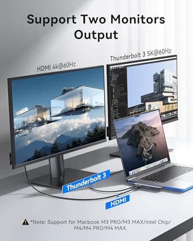 USB C Adapter Hub for MacBook Pro Air 2025-2018, Mac Adapter Multiport for MacBook 13" 15" 16", Mac Accessories Hub 8 in 2 with HDMI Thunderbolt 3 USB-C USB 3.0 2.0 SD/TF Card Reader - Image 4