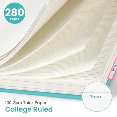 Large Spiral Lined Notebooks for Work With Removable Dividers & Tabs, 8.5"x11" Hardcover 5 Subject Notebook for Note Taking & Organizer, A4 College Ruled Journal for Women & Writing, Aquamarine, 280 Pages - Image 2