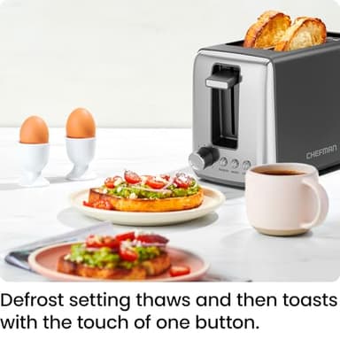 Chefman 2 Slice Toaster, 7 Shade Settings, Removable Crumb Tray, Thick Bread and Bagel Toaster with Defrost and Cancel Buttons – Black - Image 5