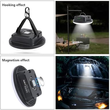 10000 mAh Portable LED Camping Light Rechargeable,3 Light Colors & 1500LM Stepless Dimming Tent Light, IPX65 Waterproof, Magnetic Base for Hurricane Emergencies, Outdoor, Hiking, Home(Standard) - Image 4