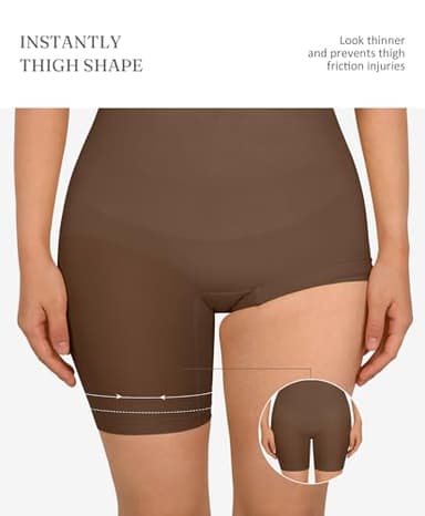 FeelinGirl Hip Enhancer Shapewear Full Body Shaper for Women Tummy Control Thigh Slimmer Faja Pusset Brown 5XL/6XL - Image 4