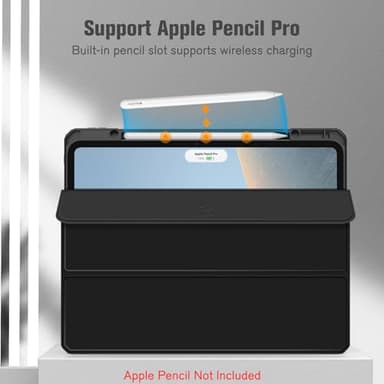 Fintie Hybrid Slim Case for iPad Pro 13-inch (M4) 2024, [Built-in Pencil Holder] Shockproof Cover with Clear Transparent Back Shell, Auto Wake/Sleep, Black - Image 5