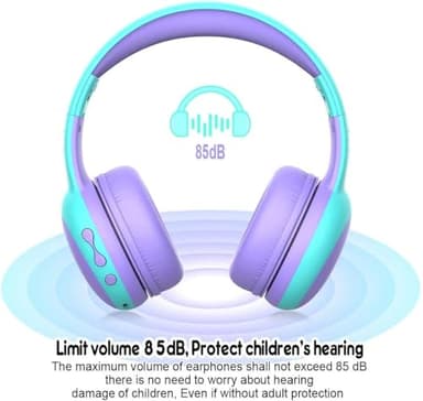 gorsun Kids Bluetooth Headphones, Portable Wireless Headset for Kids, Bluetooth 5.3, Over-Ear Toddler Headphones with Microphone, 85dB Volume Limited, 40 Hours Playtime (Pink+Purple) - Image 4