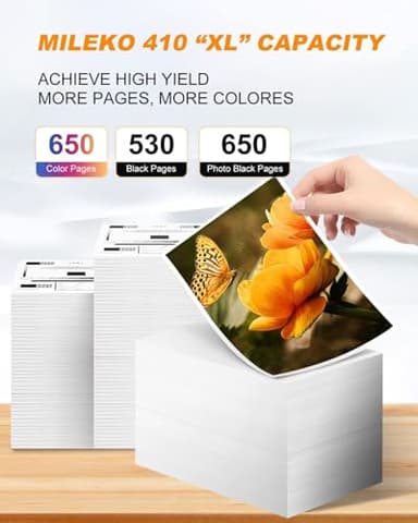 5 Pack 410XL Ink Cartridges for Epson 410 Ink Cartridges Combo Pack Remanufactured for Epson 410XL Works with Epson Expression XP-830 XP-7100 XP-640 XP-530 (Black, Cyan, Magenta, Yellow, Photo Black) - Image 3