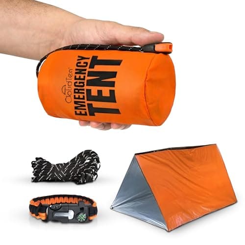 CloudTen Emergency Tent: Lightweight 2 Person Survival Tent with Multi-Function Paracord Bracelets - Essential Survival Gear & Bug Out Bag Items for Preppers, Hikers, Survivalists, Campers, Boy Scouts - Image 1
