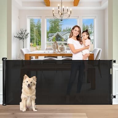 Baby Gate Extra Wide 65" Space Saving Retractable Mesh Gates for Kids or Pets Movable Retractable Baby Gates Indoor Outdoor Retractable Gate Dog Gates for Doorways, Stairs, Black - Image 1