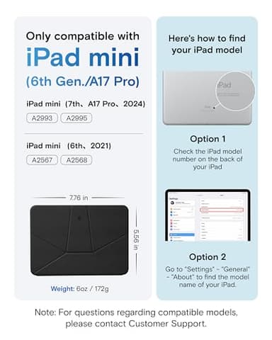 MOFT Dynamic Folio Case for iPad mini 7 A17 Pro 2024 & iPad mini 6th A15 2021, 8.3 Inch Silm Magnetic Stand Case with 20+ Viewing Angles, Auto Wake/Sleep, Ultra Thin, Jet Black - Image 3