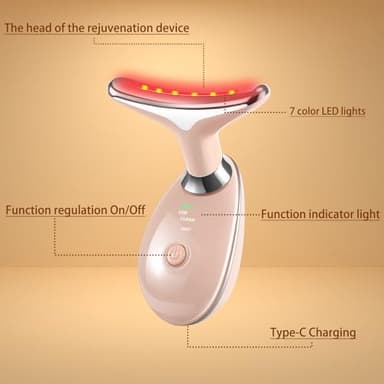 VGY 7-in-1 Face Massager Tool for Skin Care, Red Light Therapy for Face, Double Chin Gift (Pink) - Image 7