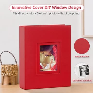 Popotop Photo Album 4x6 100 Pockets with Leather Hardcover Cover, Small Photo Album Holder Book with 50Pcs Pages for Family Travel Wedding Baby Gifts - Image 2