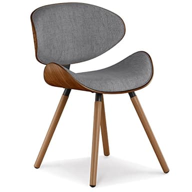 SIMPLIHOME Marana Dining Chairs - Upholstered Bentwood Back and Linen-Style Fabric Kitchen Chair in Grey, Mid-Century Modern Ergonomic Dining Room Seating with Contoured Seat and Beech Wood Legs - Image 1