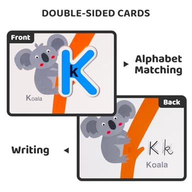 LiKee Alphabet Flash Cards Wooden Letter Puzzle ABC Sight Words Matching Games Counting Board Preschool Educational Montessori Toys for Toddlers Boys Girls 3+ Years (36 Cards& 37 Wood Pieces) - Image 4