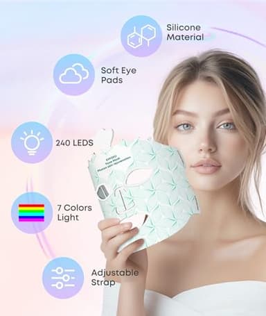 Red Light Therapy Mask for Face, 7 Colors LED Face Mask Light Therapy At Home, Led Face Mask Light Therapy, Green - Image 2