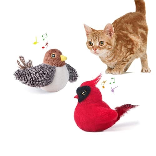 Potaroma Cat Toys Chirping Birds 2 Pcs with Catnip SilverVine, Interactive Cat Kicker, Lifelike Birdie Tweets, Indoor Kitty Kitten Exercise Toys 4.0" - Image 1