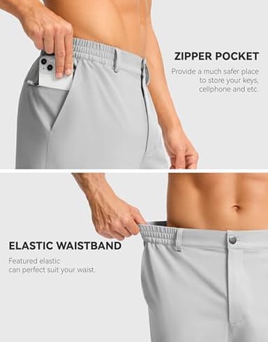 Casual Shorts for Men 11" Lightweight Men's Golf Shorts Stretch with 3 Pockets Quick Dry Summer Breathable Shorts(Bright Gray,XL) - Image 3