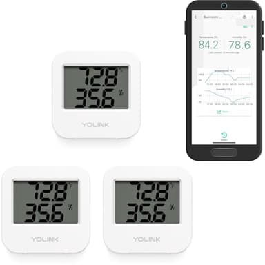 YoLink Smart Wireless Temperature & Humidity Sensor, 3-Pack, Wide Temp Range for Fridge, Green House, Pet Cage, App Alerts, Emails, Text/SMS alerts- Hub Required - Image 1