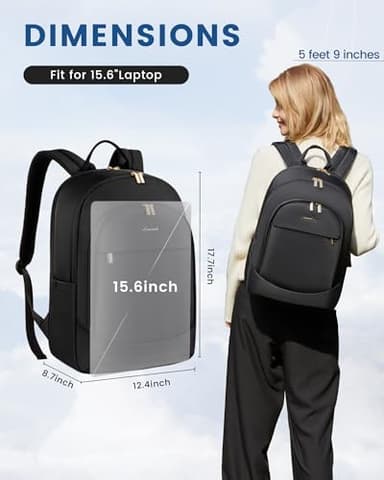 LOVEVOOK Laptop Backpack for Women, 15.6 Inch Work Backpack Purse, Large Capacity Stylish Daypack, Business Computer Bag, Travel Backpack for College, Black - Image 4