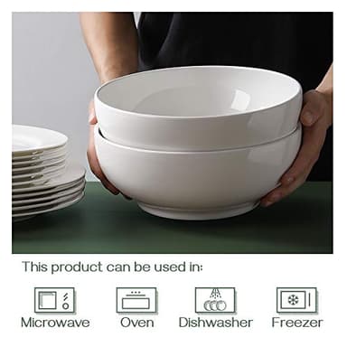 DOWAN Serving Bowls, 9.5" Large Salad Bowls for Entertaining, Side Dishes, Pho, Pasta, Centerpiece Bowls for Dinner Parties, Kitchen Decor, Microwave & Dishwasher Safe, White - Image 4