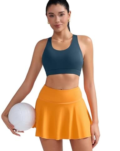 RUNNING GIRL White Sports Bra for Women, Criss-Cross Back Padded Strappy Sports Bras High Support Yoga Bra with Removable Cups(2353_Dark Blue_S) - Image 5