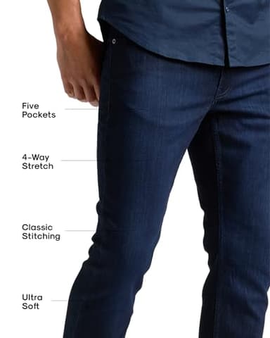 True Classic Mens Jeans – Stretch Jeans for Men, Straight Fit Men’s Stretch Jean, Straight Leg, High-Stretch - Indigo, 36W X 32L - Image 2