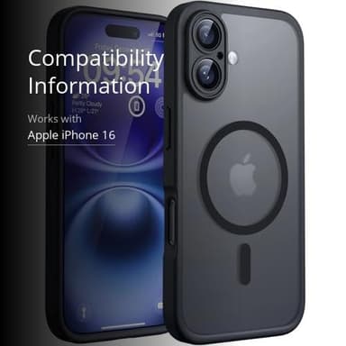 TOCOL Magnetic for iPhone 16 Case, Upgraded Full Camera Protection, Compatible with Magsafe, Drop Protection, Translucent Matte Back Bumper Phone Cover 6.1-Inch（Black） - Image 3