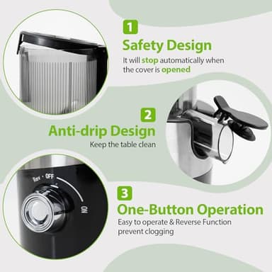 Aeitto Juicer machines with 4.9" Wide Feed Chute Fit Whole Fruits & Vegetables, Masticating Juicer Self Feeding - Image 6