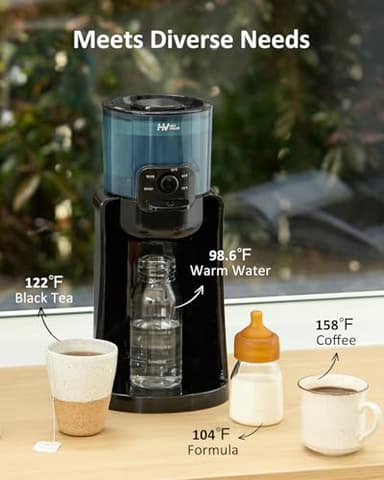 Water Warmer, HEYVALUE Baby Bottle Warmer, Formula Maker with Night Light, 4 Temperature Control & 72H Keep Warm, Detachable Tank, Instantly Dispenses Warm Water, Feed Baby More Easier and Healthier - Image 8