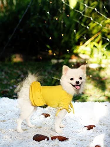 Topkins Small Dog Dresses, Dog Birthday Dresses, Dog Party Dress, Dog Holiday Dresse with Cute Ruffles, Dog Clothes for Small Medium Dogs Girl(Yellow, S) - Image 5