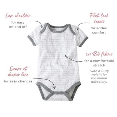 Burt’s Bees Baby Unisex Baby Bodysuits, 5-Pack Short & Long Sleeve One-Pieces, 100% Organic Cotton - Image 3