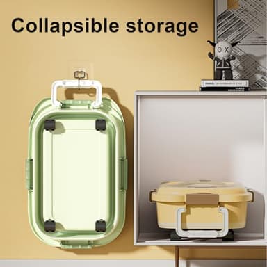 SEWIU Dog Food Storage Container 2PCS*18LB,Collapsible Dog Food Container with Travel Silicone Bowl and Scoop for Dog/Cat/Bird Food/Cat litter,Keep Dry Food Fresh,Easy to Move.(Green+Brown) - Image 5