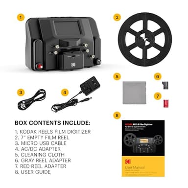 KODAK REELS 8mm & Super 8 Films Digitizer Converter with Big 5” Screen, Scanner Converts Film Frame by Frame to Digital MP4 Files for Viewing, Sharing & Saving on SD Card for 3” 4” 5” 7” and 9” Reels - Image 7