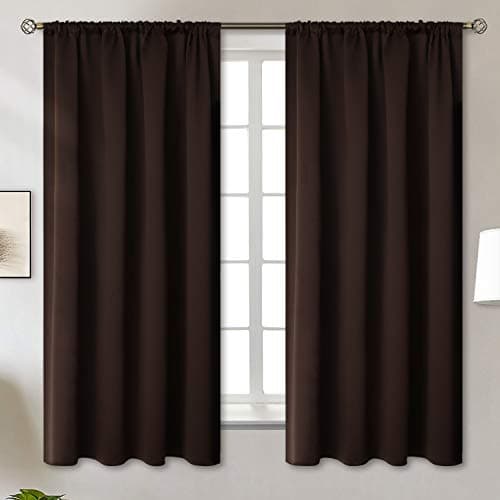 BGment Brown Blackout Curtains 63 Inches Long for Bedroom - Thermal Insulated Window Drapes with Rod Pocket Room Darkening for Living Room, 42 x 63 Inch, 2 Panels - Image 1