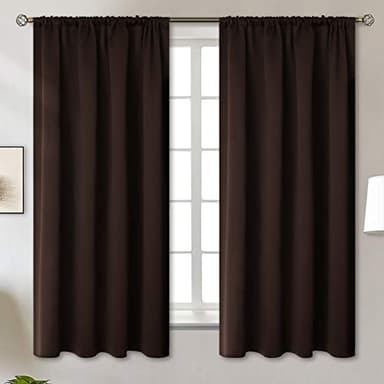 BGment Brown Blackout Curtains 63 Inches Long for Bedroom - Thermal Insulated Window Drapes with Rod Pocket Room Darkening for Living Room, 42 x 63 Inch, 2 Panels - Image 1