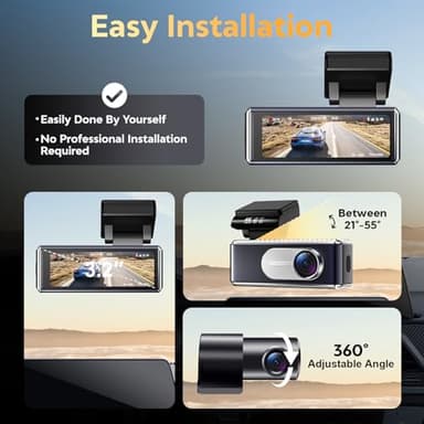 Csyibeielec Dash Cam Front and Rear - 4K HD Dual Dash Camera for Cars, Built-in 5G WiFi GPS, 64GB Card, Dashcam with 3.2" IPS Screen, UHD Night Vision, HDR, App Control, 24H Parking Monitor - Image 3