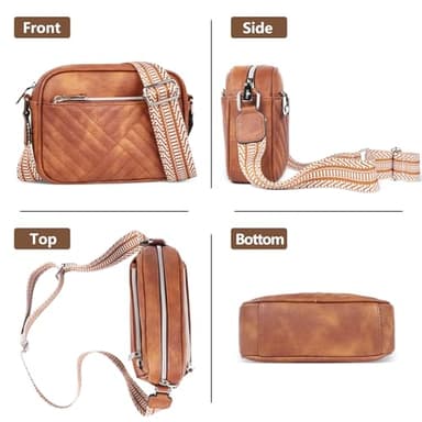 Horsecret Small Crossbody Purse Quilted Crossbody Bag for Women Small Shoulder Handbag Brown - Image 6