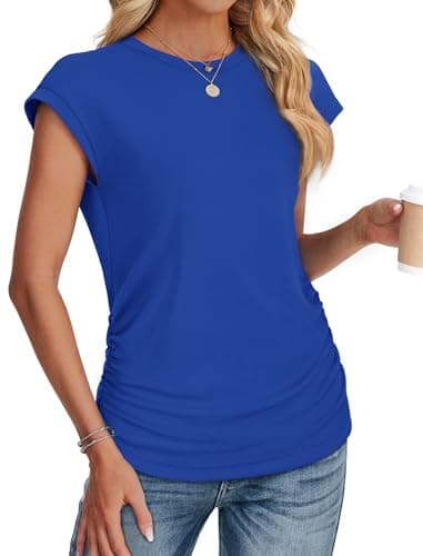 Womens Clothes Summer 2025 Business Casual Tops Trendy Teacher Shirts Office Work Royal Blue M - Image 3