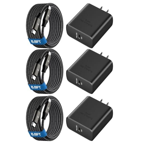 45W Super Fast Charger USB C, 45 Watt Type-C Android Phone Charger Fast Charging Block with 3X 6.6FT Type C Cords for Samsung Galaxy S25 Ultra/S24 Ultra/S24+/S23 Ultra/S23+/S22 Plus, Tab S9/S8 Ultra - Image 1