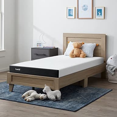 Lucid 5 Inch Memory Foam Mattress – Low Profile - Firm Feel - Infused with Bamboo Charcoal and Gel - Bed in a Box - Temperature Regulating - Breathable - Queen Size - Image 1