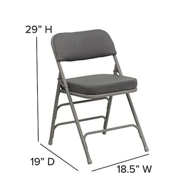 Flash Furniture Hercules Series Metal Folding Chairs with Cushioned Seat, Fabric Upholstered Event Chairs with 300-lb. Static Weight Capacity, Set of 4, Gray - Image 2